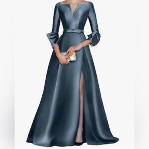 Amazon Satin Slate Blue Mother of the Bride/Groom Dress